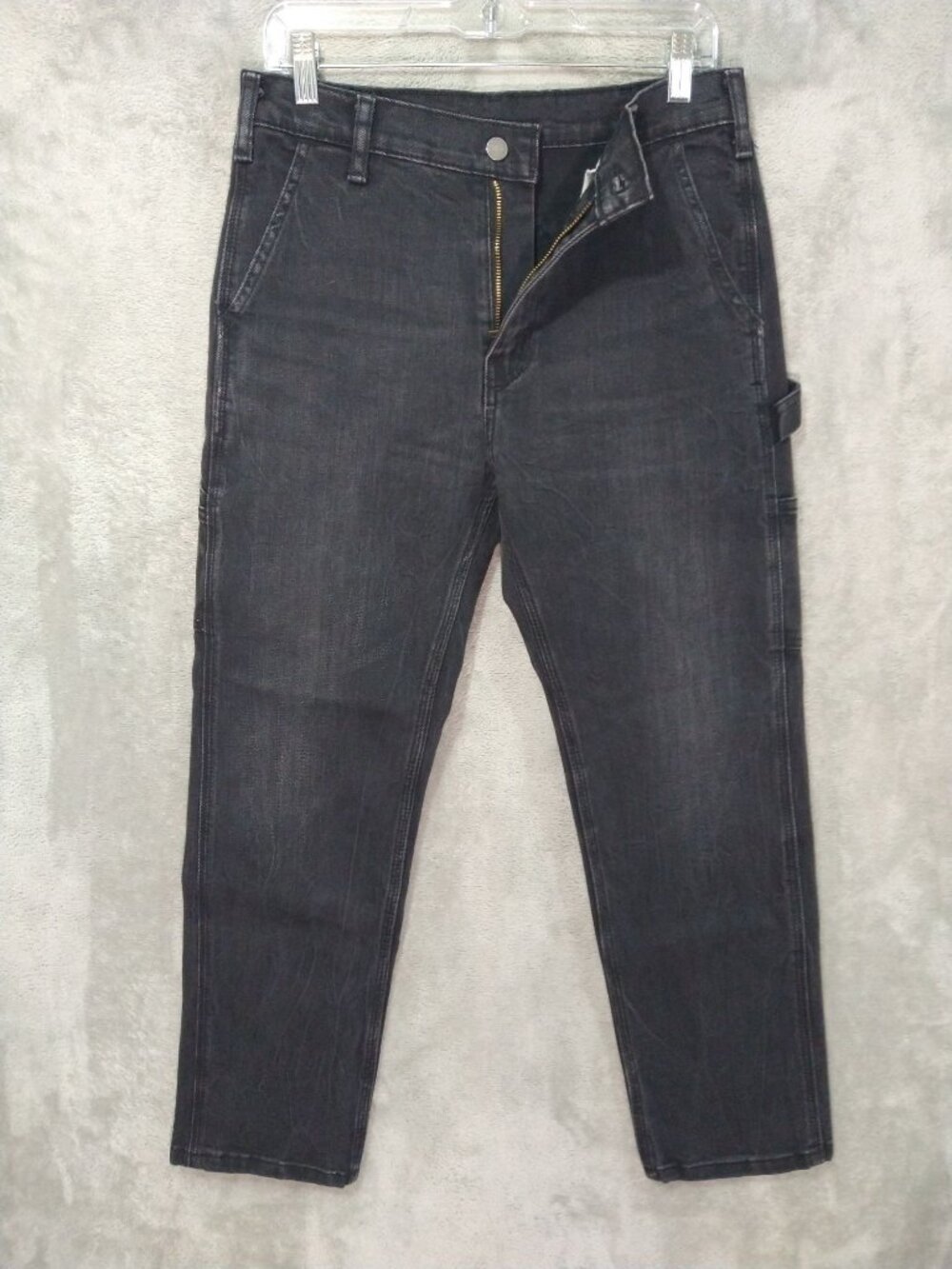 Levis Jeans Mens 30x30 Black Denim Cargo Straight Leg Mid Rise Utility Gorpcore